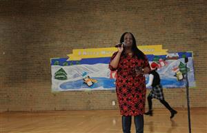 teacher standing on stage
